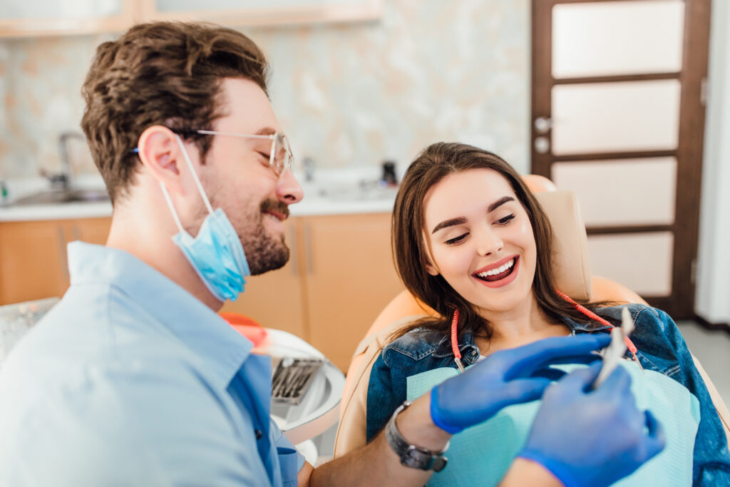 Dentist treating patient